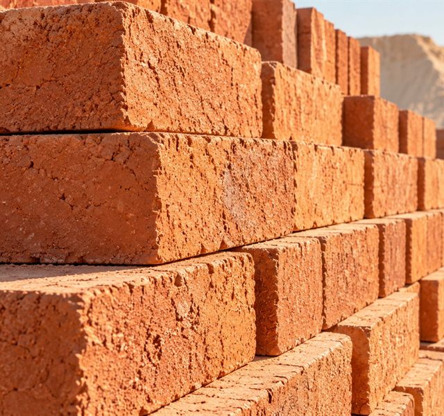 Warm terracotta bricks showing the texture of fired clay